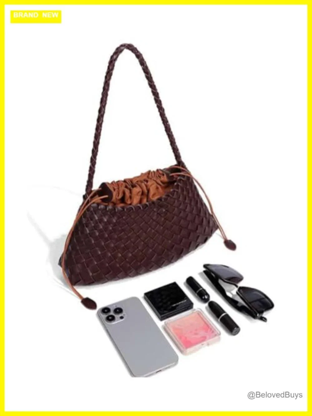Suede Woven Hobo Tote Bag Faux Leather Shoulder Purse Trendy Vintage Underarm